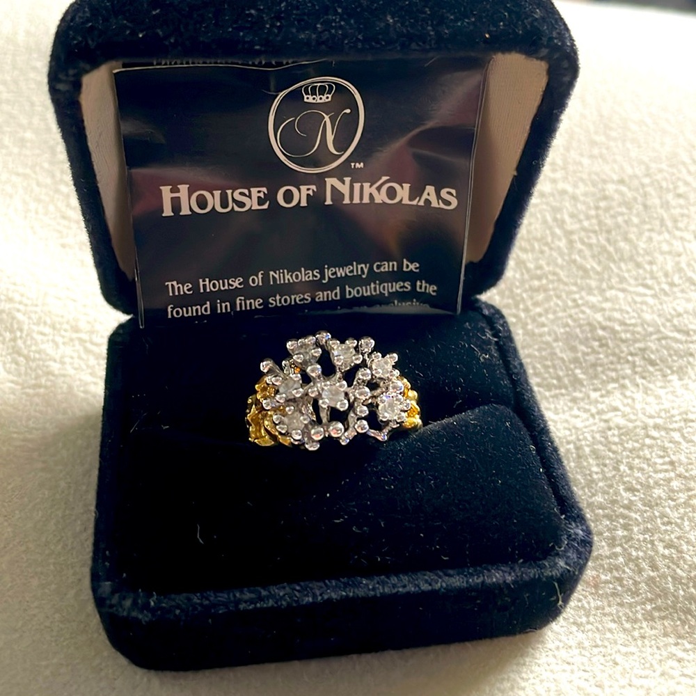 NWT House of Nikolas Gold Tone & CZ Ring Size 7